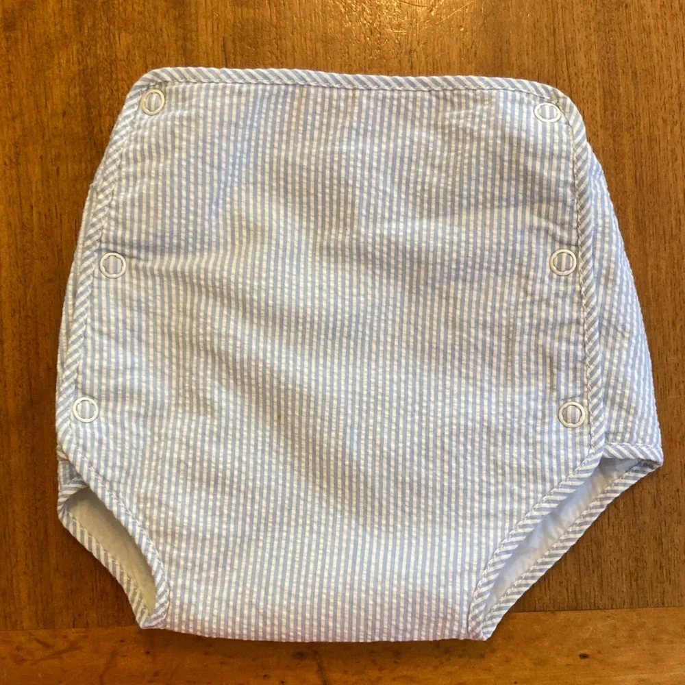 Vintage 60s Two Piece Baby Sailor Suit Blue and White Seahorse 3-6mo - Picture 4 of 11